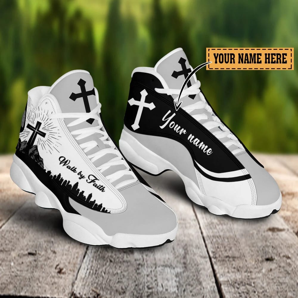 Jesus Walk By Faith Black Mountain Custom Name Jd13 Shoes For Man And Women, Christian Basketball Shoes, Gifts For Christian, God Shoes