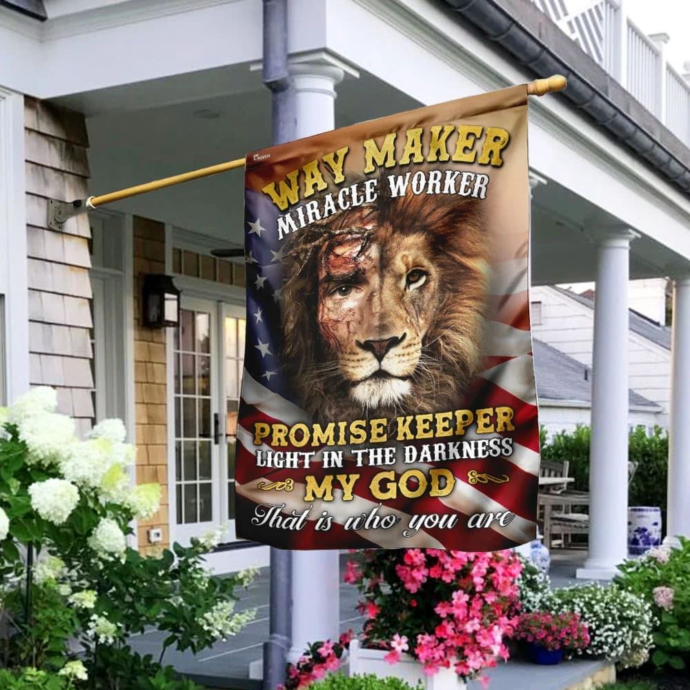 Way Maker Miracle Worker Jesus And Lion House Flag, Outdoor Religious Flags, Christian Flag, Scripture Flag, Garden Banner