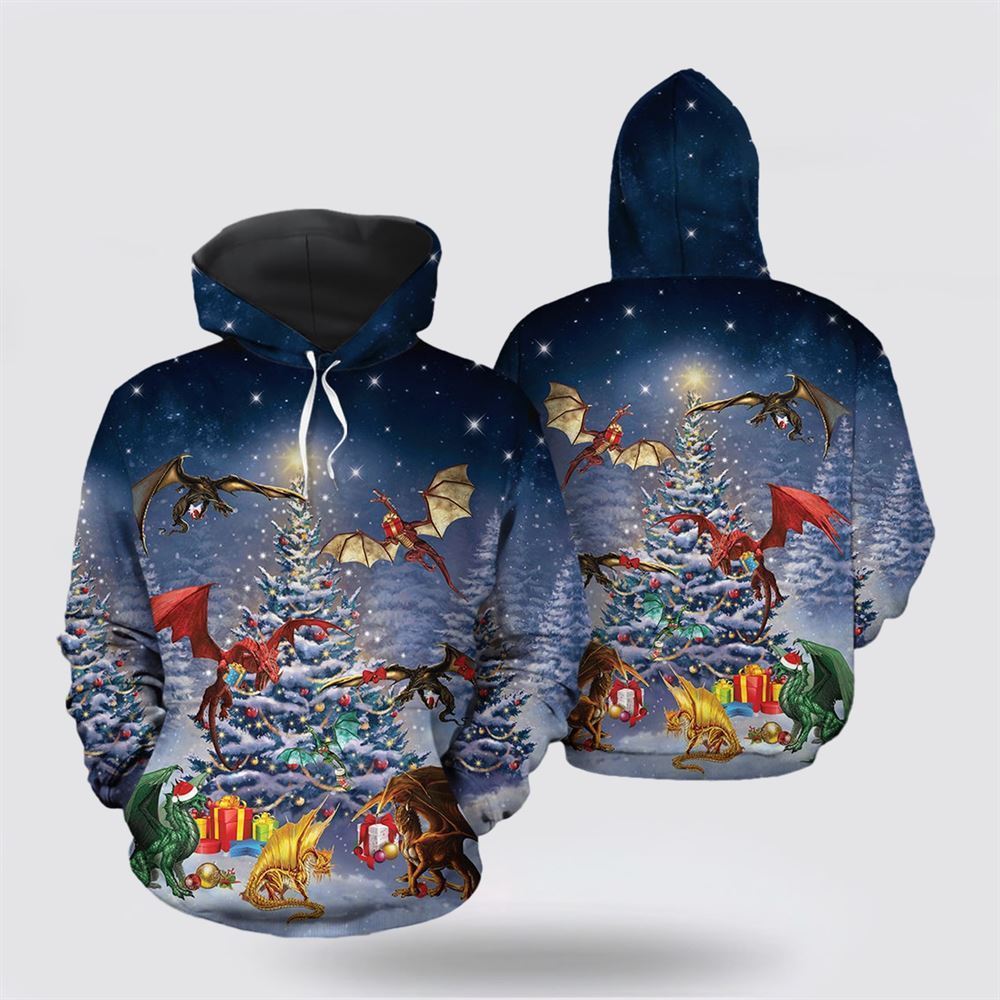 Christmas Dragon Reunion All Over Print 3D Hoodie For Men & Women, Christmas Hoodie Cute, Christmas Gift, Christmas Fashion