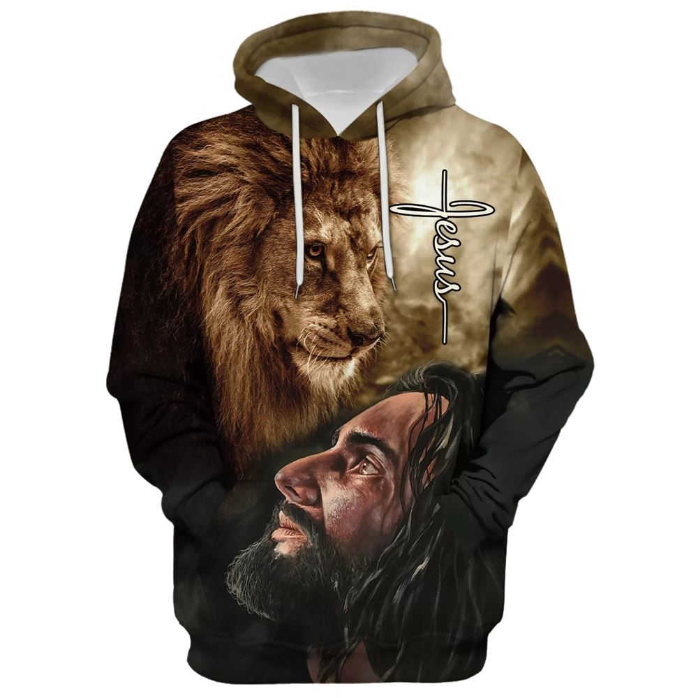 Christian Jesus Lion Hoodie For Men & Women, God 3D Printed Hoodie, Christian Apparel Hoodies