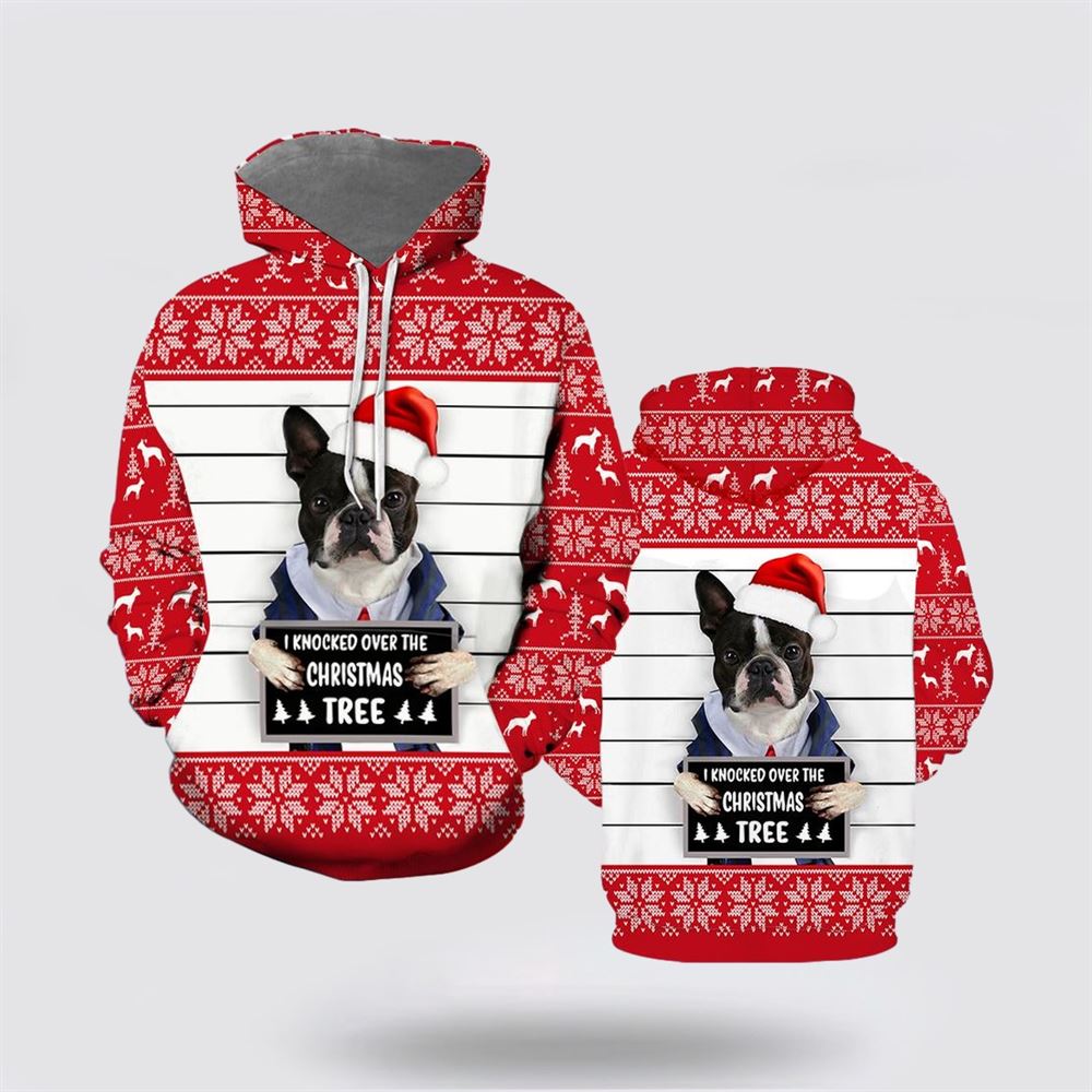 Boston Terrier The Christmas Tree All Over Print 3D Hoodie For Men & Women, Christmas Dog Hoodie, Christmas Hoodie Cute, Christmas Gift