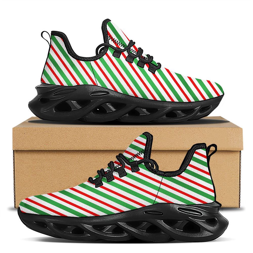 Candy Cane Stripes Christmas Print Black Max Soul Shoes For Men Women, Best Running Sneaker, Christmas Shoes, Winter Fashion Shoes