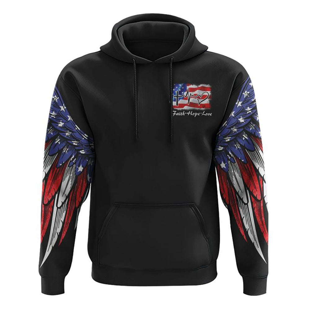 Jesus American Flag Wings Arm All Over Print 3D Hoodie, Christian Hoodie, Christian Hoodie, Bible Verse Shirt