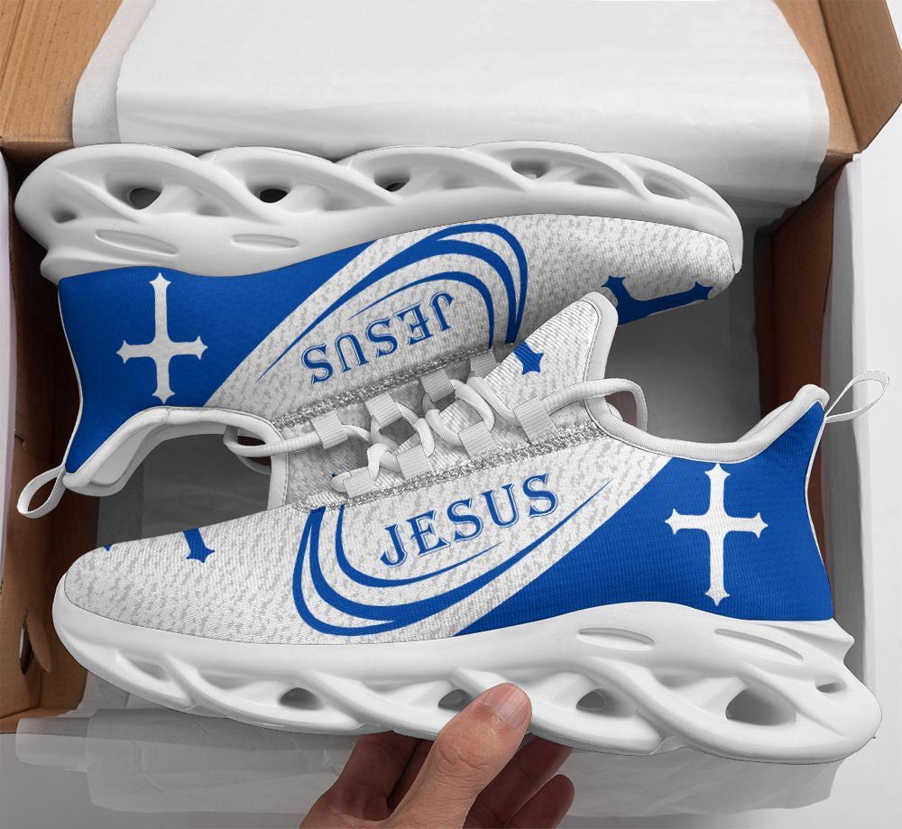 Christian Best Running Shoes, Jesus Running Sneakers Christ Blue Max Soul Shoes For Men And Women, Jesus Fashion Shoes