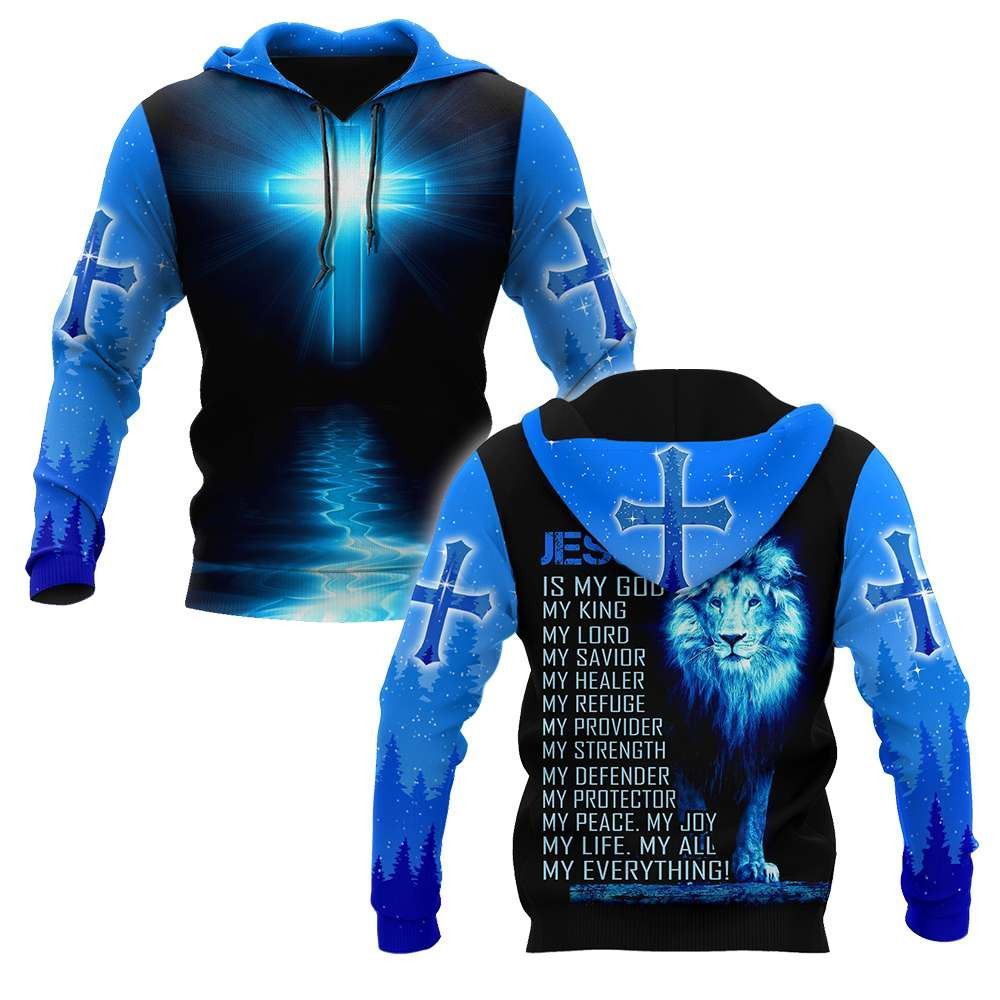 Faith in God And Lion Jesus Is My Savior My All God 3D Hoodie For Man And Women, Jesus Printed 3D Hoodie