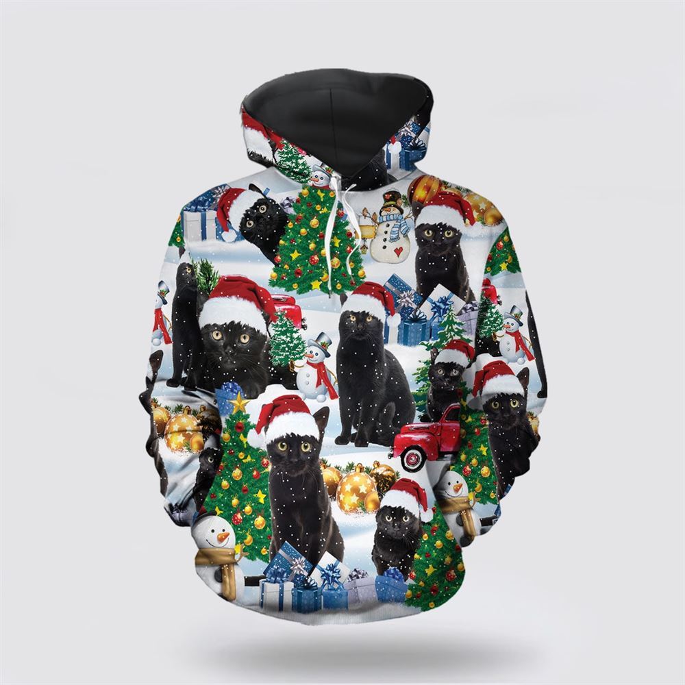 Christmas Black Cat 2 All Over Print 3D Hoodie For Men And Women, Christmas Cat Hoodie, Christmas Hoodie Cute, Christmas Fashion