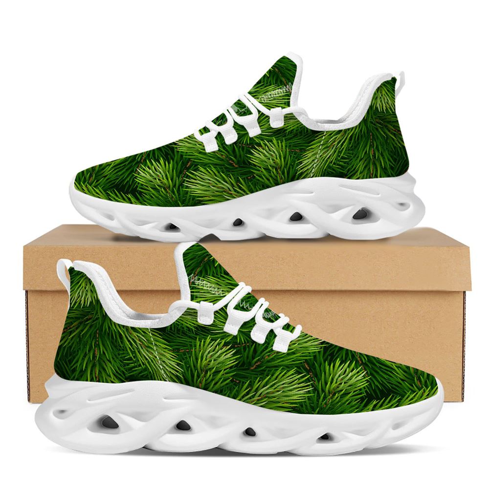 Branches Christmas Tree Print White Max Soul Shoes For Men Women, Best Running Sneaker, Christmas Shoes, Winter Fashion Shoes