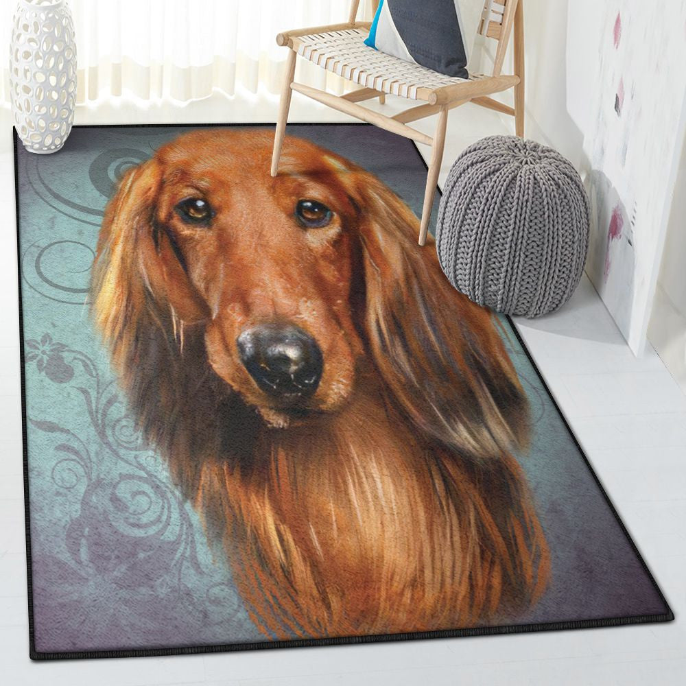 Dog Carpets Dachshund 5 Dog Themed Rug Rectangle Rugs Washable Area Rug Non-Slip Carpet For Living Room Bedroom