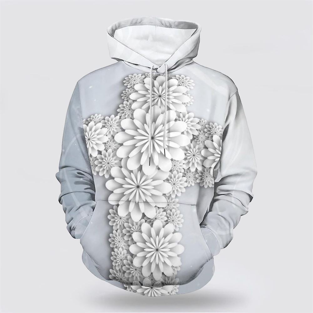 Cross Flowers 3D Hoodies For Women Men, God 3D Printed Hoodie, Christian Apparel Hoodies