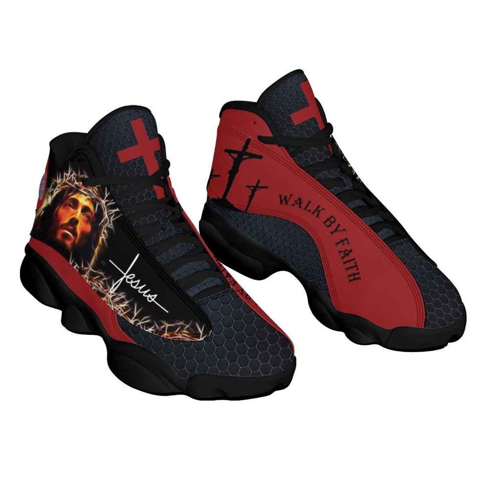 Jesus Walk By Faith, Jesus Drawing Art Jd13 Shoes For Man And Women, Christian Basketball Shoes, Gift For Christian, God Shoes