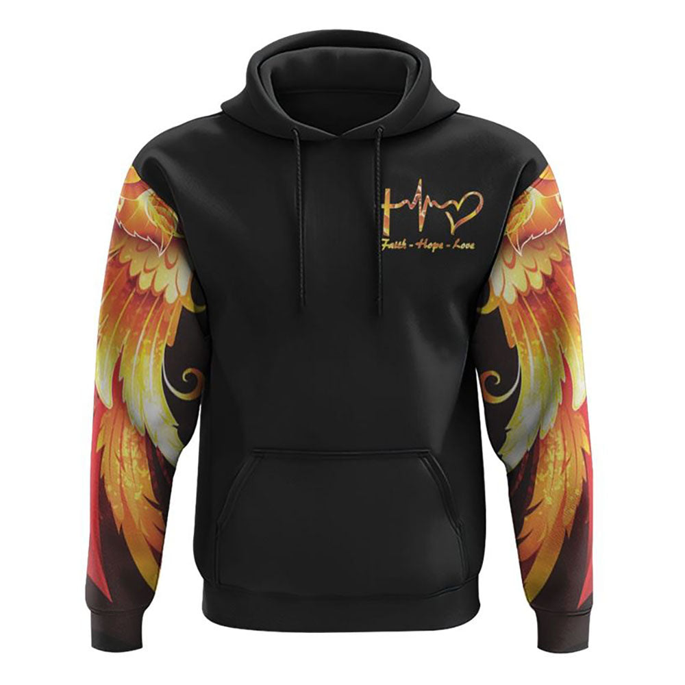 Faith Cross Rose Wings Golden All Over Print 3D Hoodie, Christian Hoodie, Christian Sweatshirt, Bible Verse Shirt