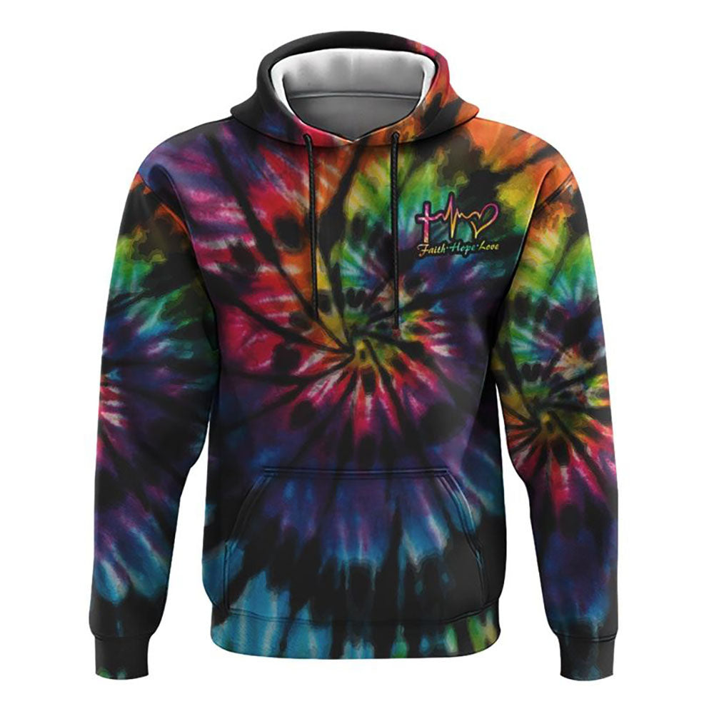 Sunflower Cross Full Tie Dye Faith All Over Print 3D Hoodie, Christian Hoodie, Christian Hoodie, Bible Verse Shirt