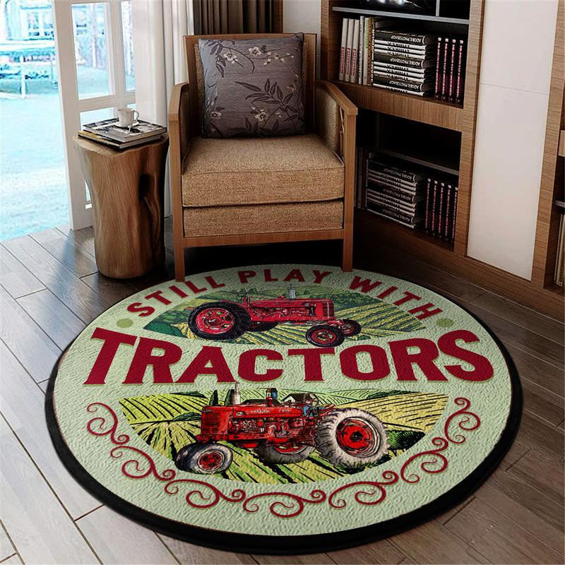 Still Play With Tractors Case Ih Living Room Round Mat Circle Rug