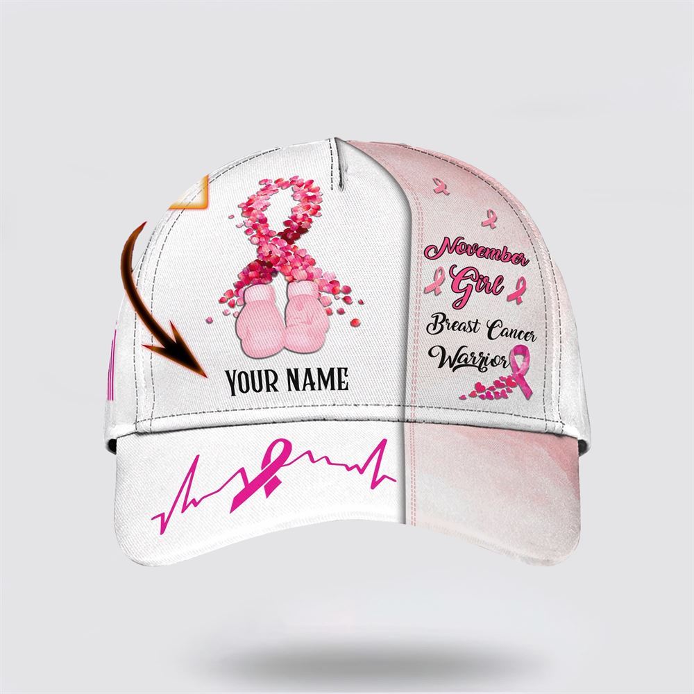 Customized Breast Cancer Awareness November Girl Baseball Cap, Gifts For Breast Cancer Patients, Breast Cancer Hat