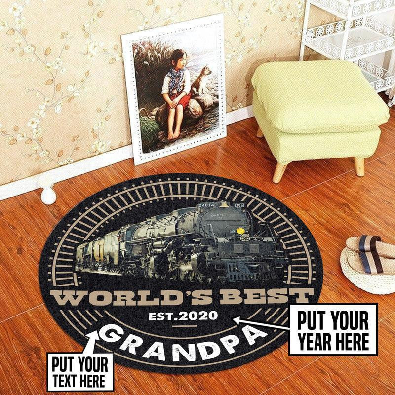 Personalized Union Pacific World Best Grandpa Round Mat Round Floor Mat Room Rugs Carpet Outdoor Rug Washable Rugs