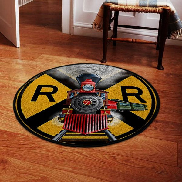 Vintage 440 Railroad Crossing Round Mat Home Decor Wall Art