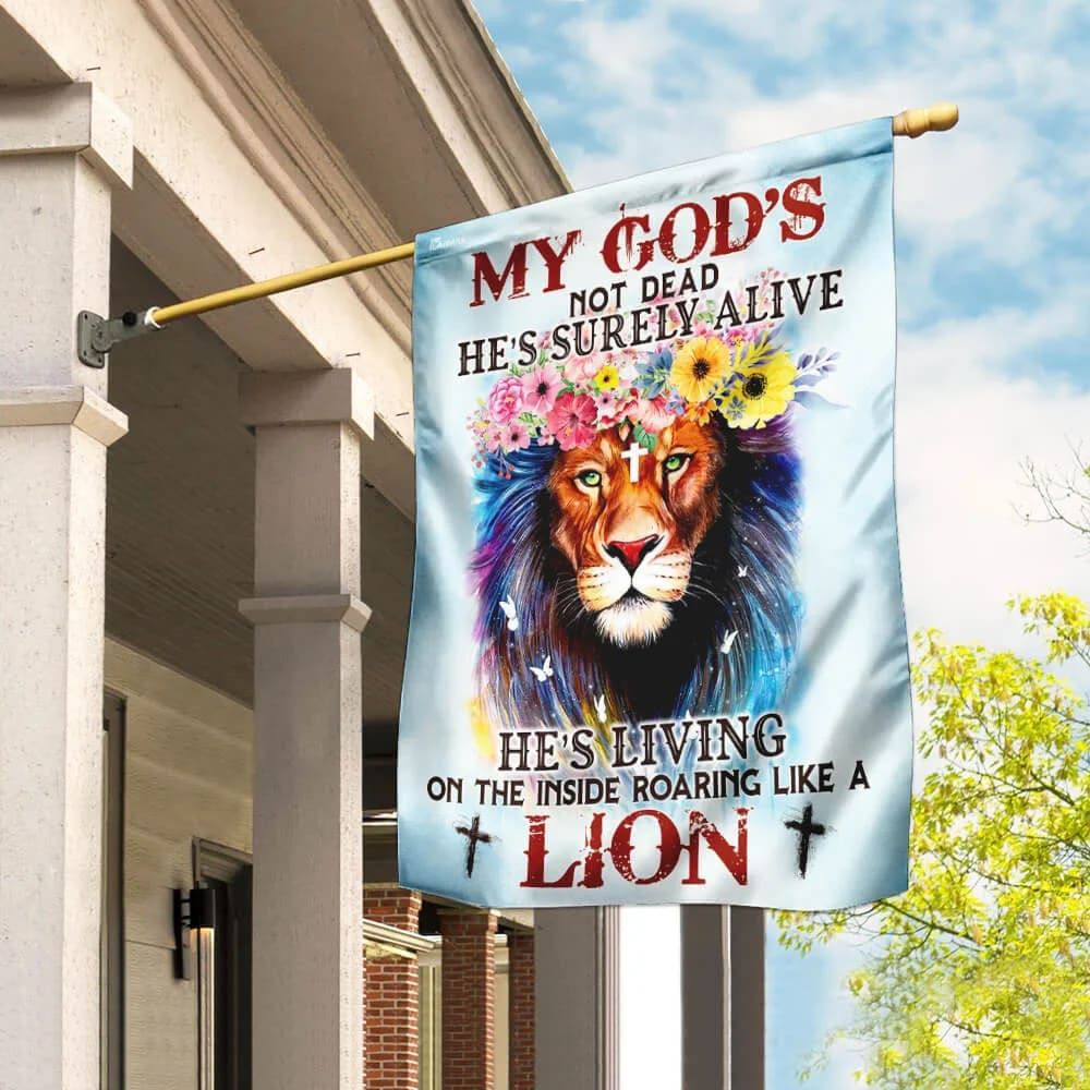 My God Not Dead Christian Lion House Flag, Christian Flag, Christian Flag, Scripture Flag, Garden Banner