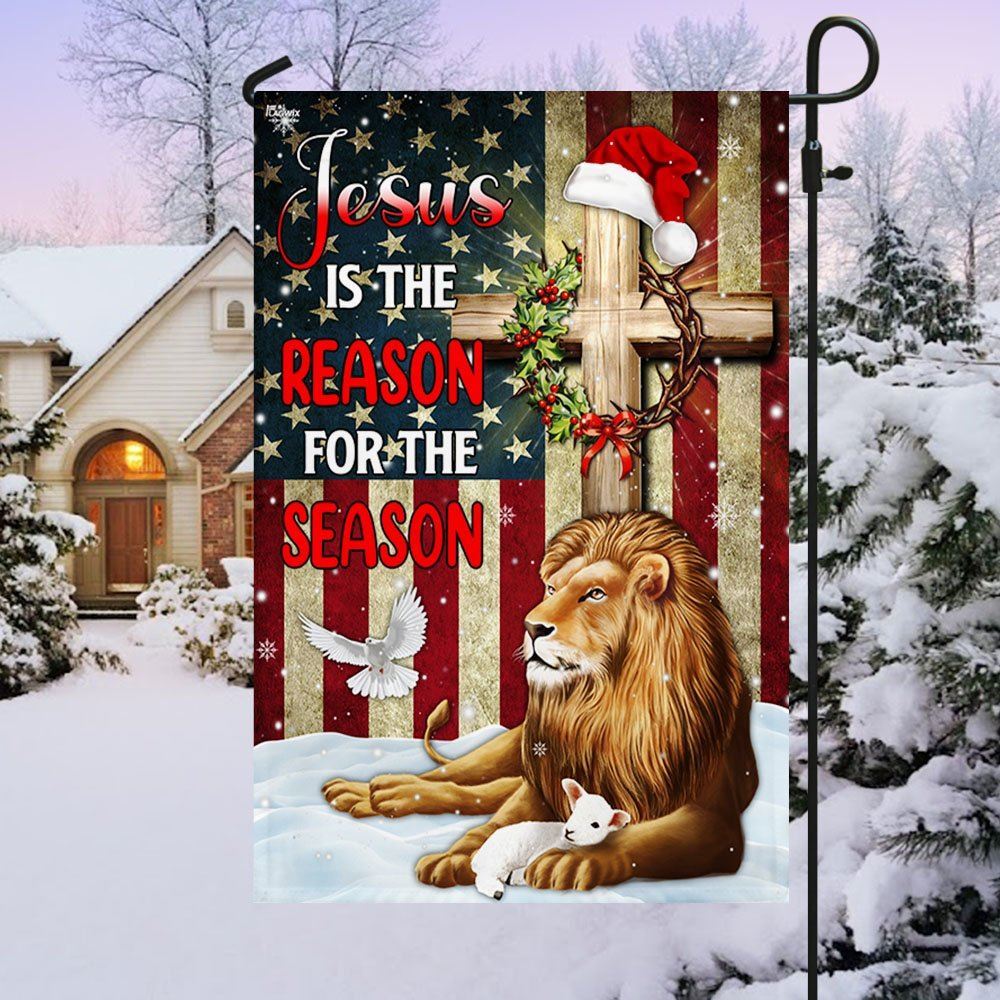 Lion Of Judah Jesus Christ Cross Christmas Flag, Christian Christmas House Flag, Christmas Outdoor Decor Ideas