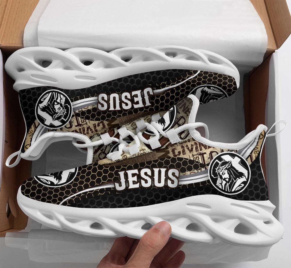 Christian Best Running Shoes, Jesus Running Sneakers White Black Max Soul Shoes For Men And Women, Jesus Fashion Shoes