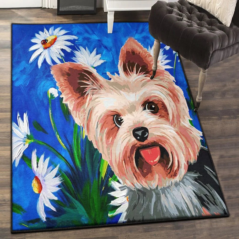 Dog Mom Gift Carpets Yorkie Rug Rectangle Rugs Washable Area Rug Non-Slip Carpet For Living Room Bedroom