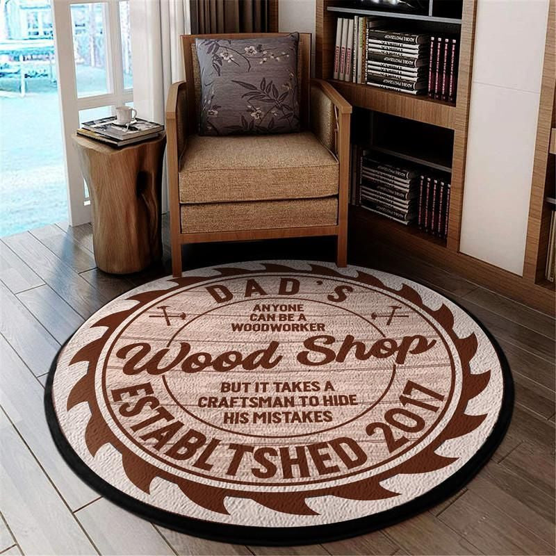 Personalized Woodshop Living Room Round Mat Circle Rug