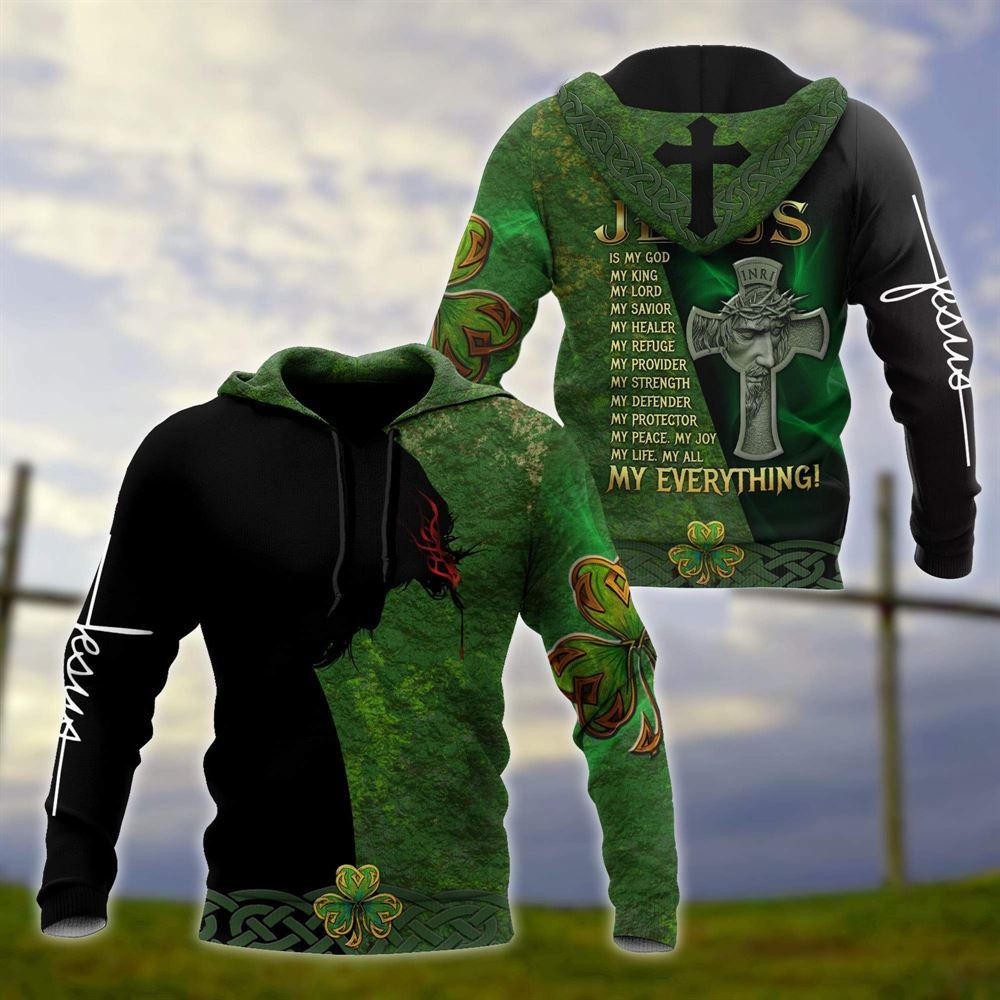 Jesus Irish Saint Patrick Day God 3D Hoodie For Man And Women, Jesus Printed 3D Hoodie