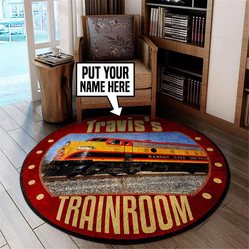 Personalized Kcs Kansas City Southern Railroad Living Room Round Mat Circle Rug