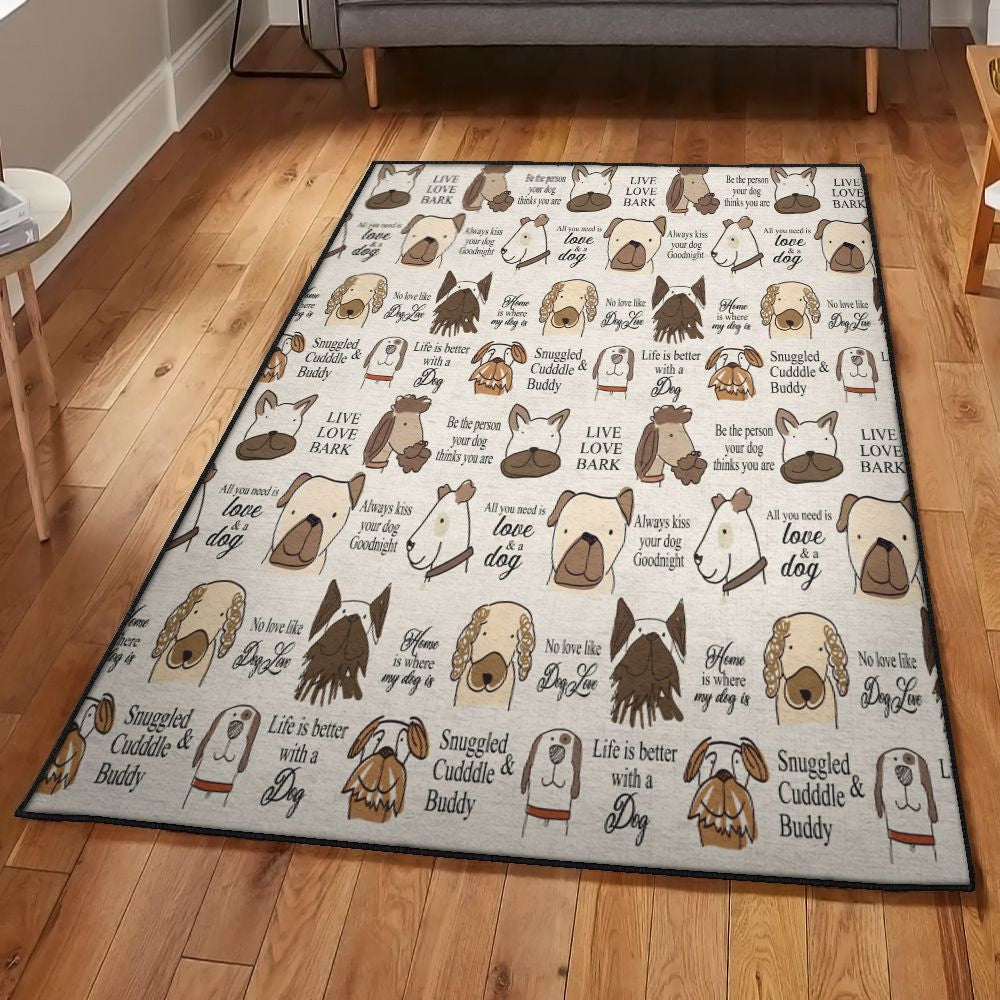 Dog Lovers Kitchen Rugs Dogs Rug Rectangle Rugs Washable Area Rug Non-Slip Carpet For Living Room Bedroom