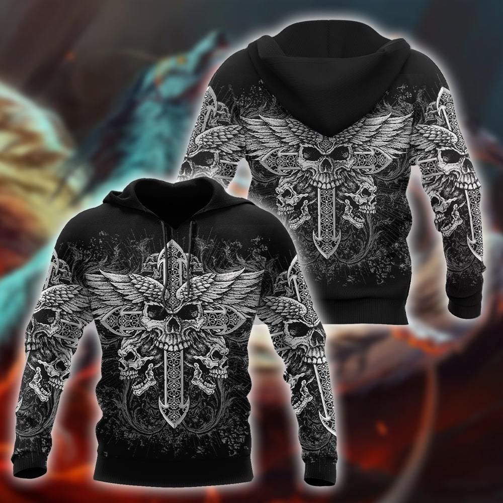 Cross Skull Tattoo God 3D Hoodie For Man And Women, Jesus Printed 3D Hoodie