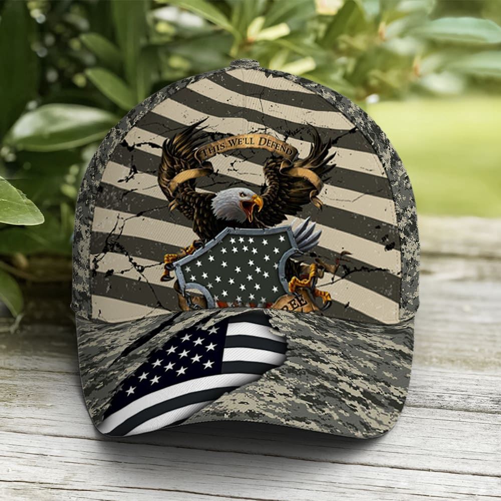 Eagle Veteran US Flag Camo Pattern Baseball Cap, Christian Baseball Cap, Religious Cap, Jesus Gift, Jesus Hat