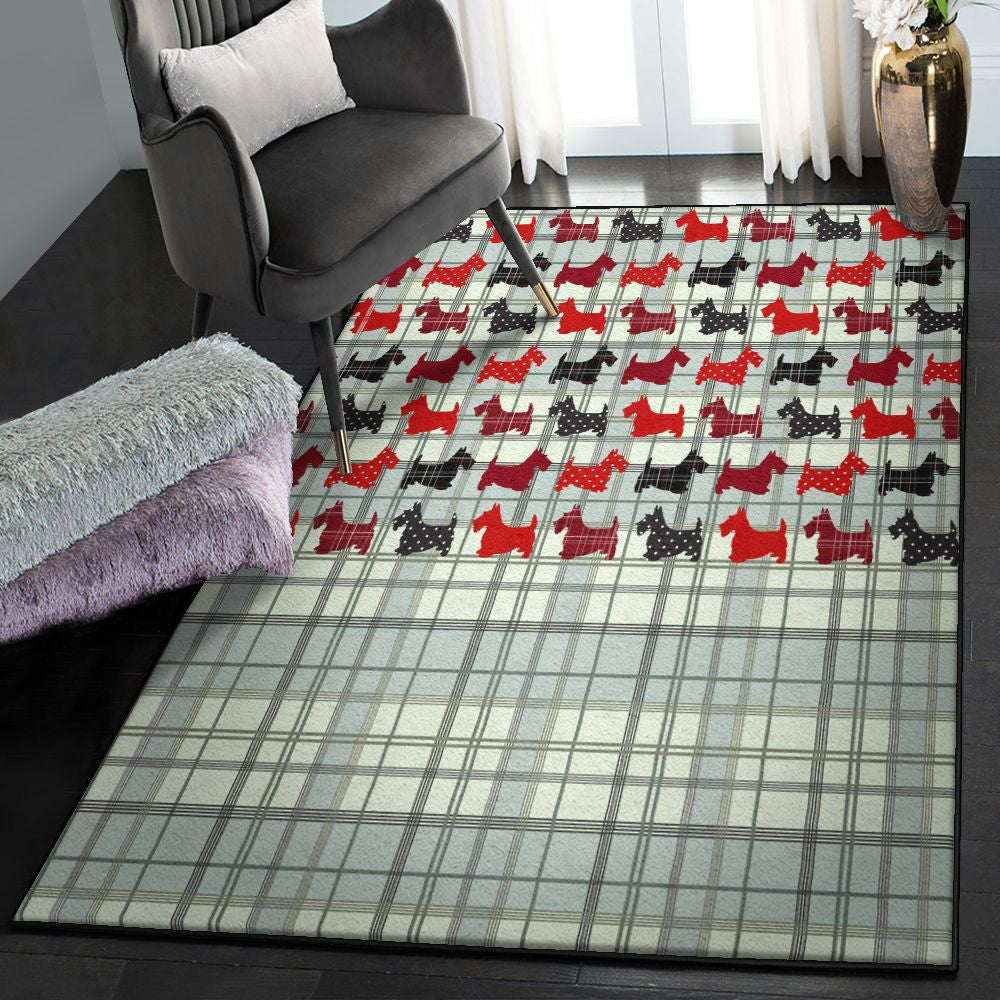 Dog Lover Gift Rugs Scottie Dogs Rug Rectangle Rugs Washable Area Rug Non-Slip Carpet For Living Room Bedroom