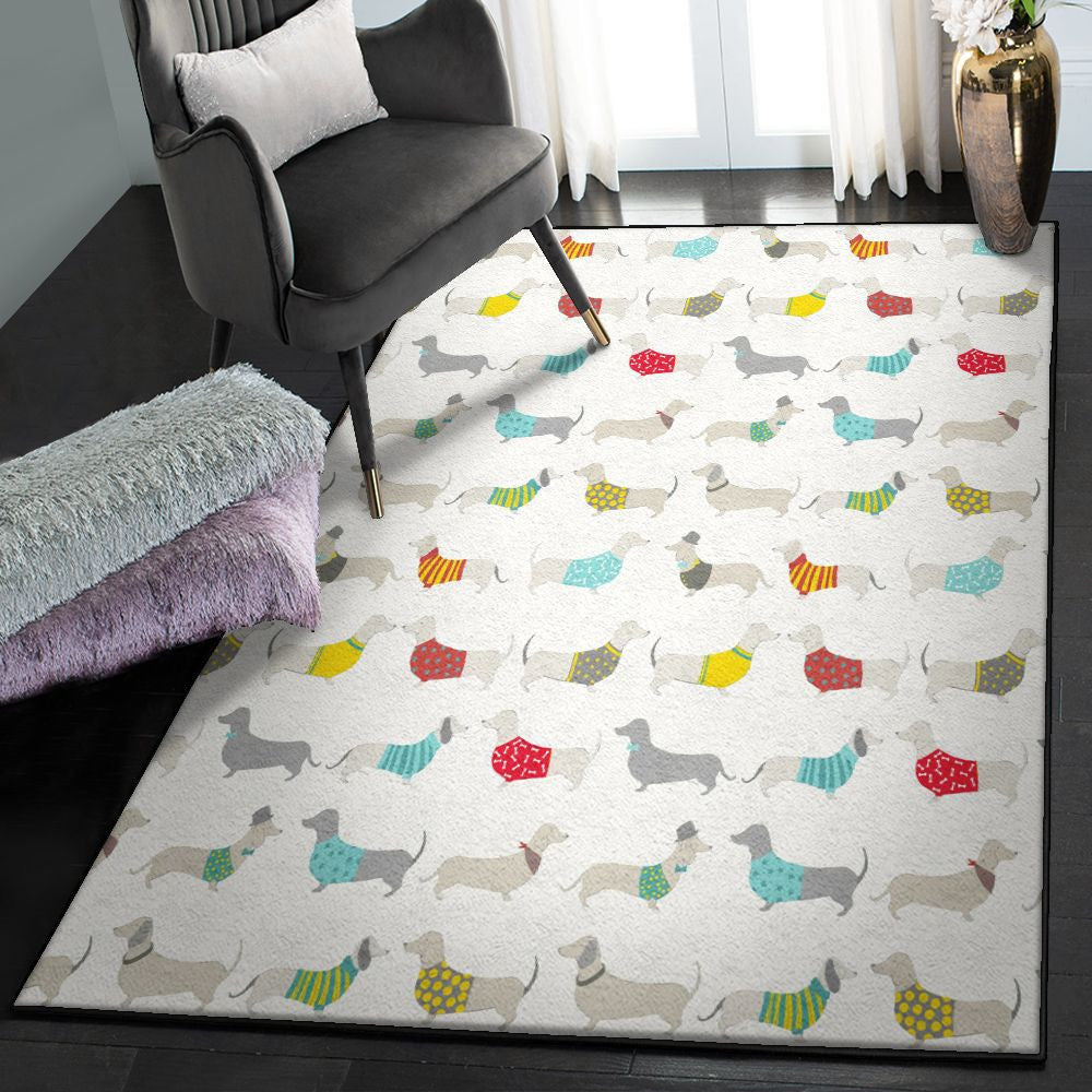 Dog Carpets Silly Sausage Dogs Rug Rectangle Rugs Washable Area Rug Non-Slip Carpet For Living Room Bedroom