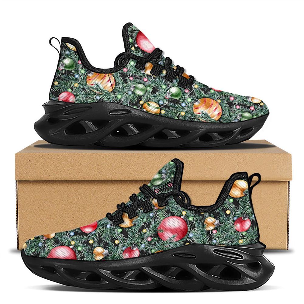 Merry Christmas Watercolor Print Pattern Black Max Soul Shoes For Men Women, Best Running Sneaker, Christmas Shoes, Winter Fashion Shoes