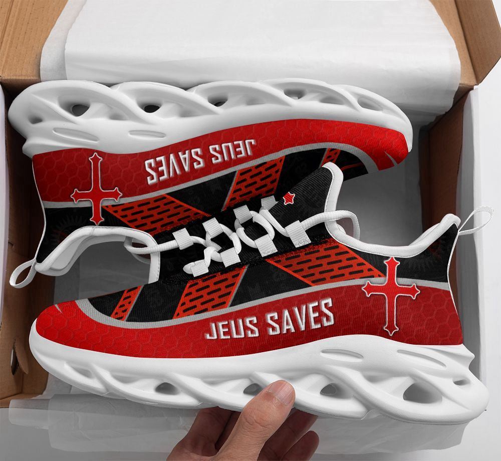 Christian Best Running Shoes, Jesus Running Sneakers Black Red Max Soul Shoes For Men And Women, Jesus Fashion Shoes