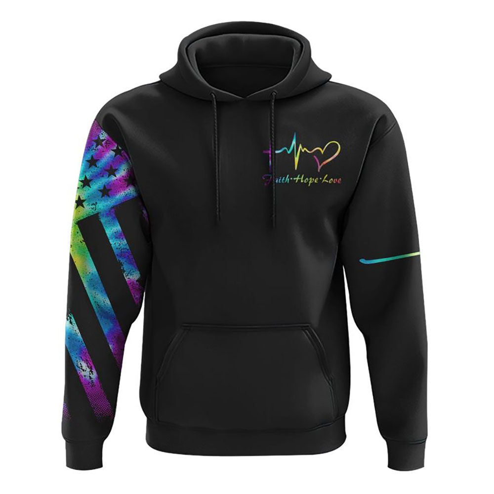 Faith Cross Wings Colorful All Over Print 3D Hoodie, Christian Hoodie, Christian Hoodie, Bible Verse Shirt