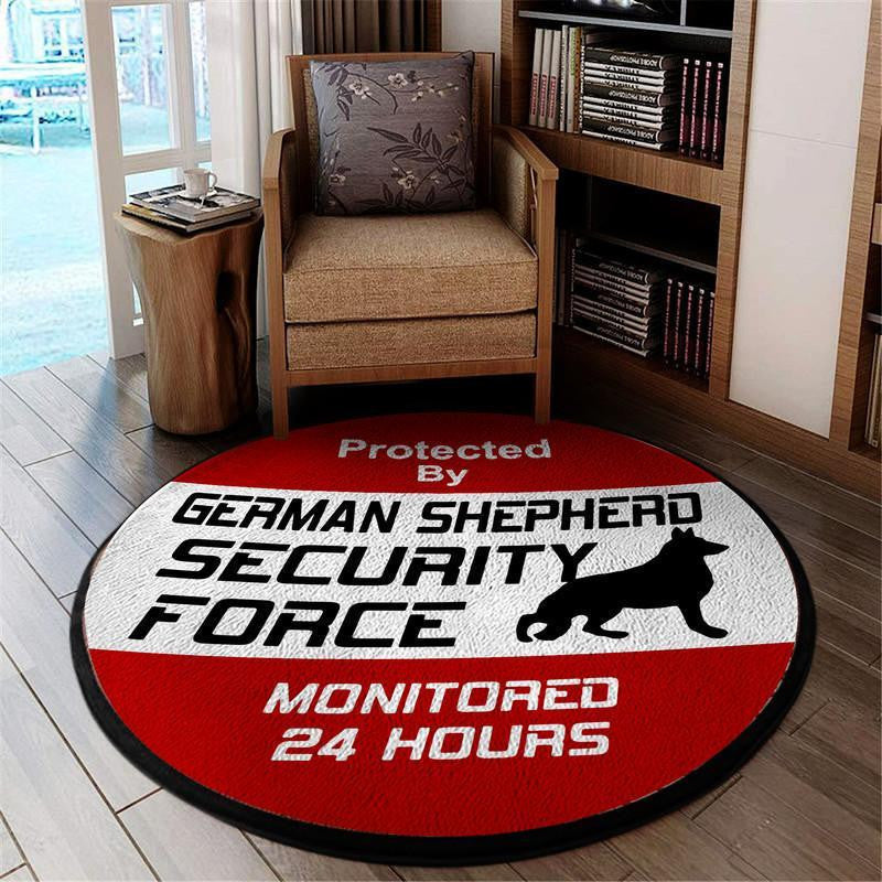 Protected By German Shepherd Security Force Living Room Round Mat Circle Rug