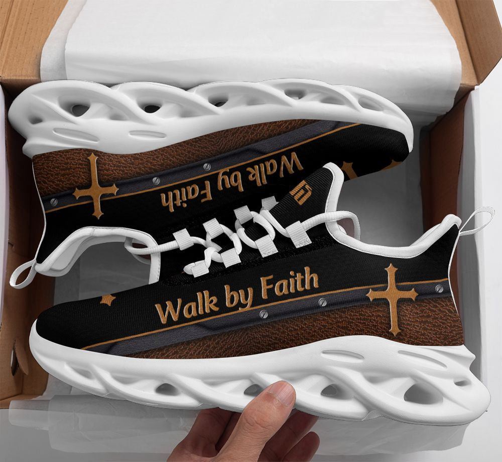 Christian Best Running Shoes, Black Jesus Walk By Faith Christ Sneakers Max Soul Shoes For Men And Women, Jesus Fashion Shoes