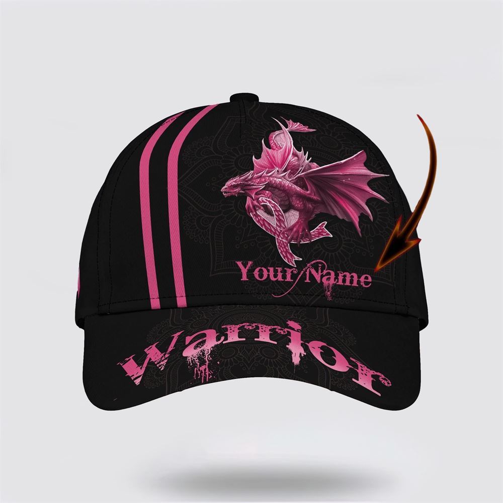 Customized Breast Cancer Awareness Worrior Dragon Art Baseball Cap, Gifts For Breast Cancer Patients, Breast Cancer Hat