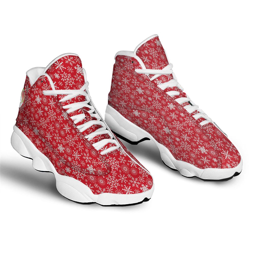 Christmas Basketball Shoes, Snowflake Christmas Print Jd13 Shoes For Men Women, Christmas Fashion Shoes