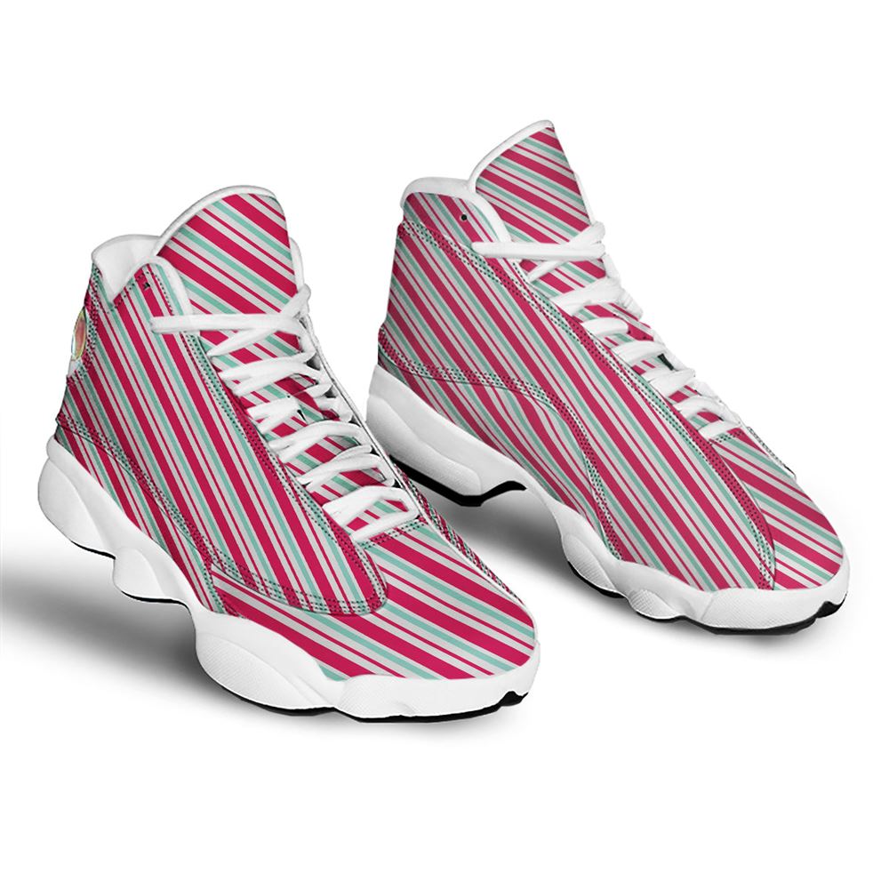 Christmas Basketball Shoes, Candy Cane Striped Christmas Print Jd13 Shoes For Men Women, Christmas Fashion Shoes