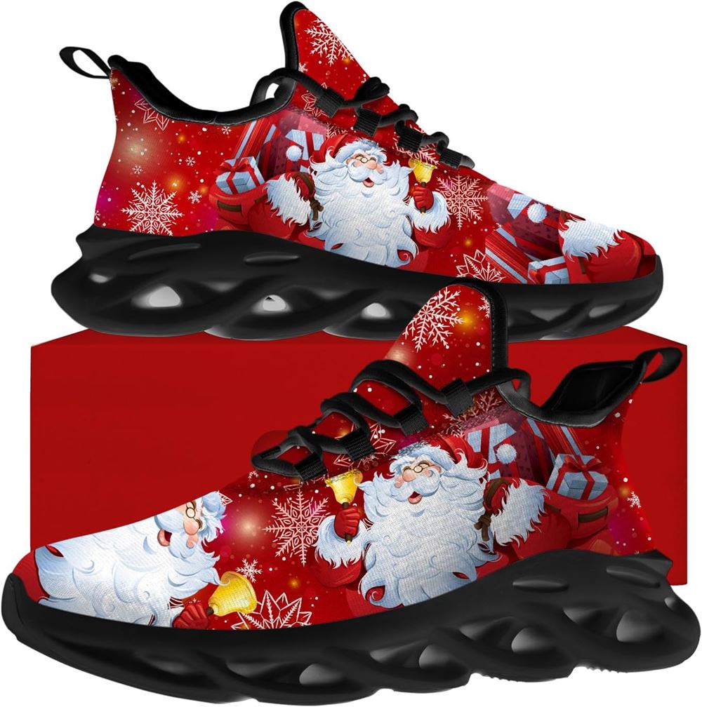 Christmas Running Shoes, Santa Claus Ring Bells Max Soul Shoes For Men Women, Christmas Shoes, Winter Fashion Shoes