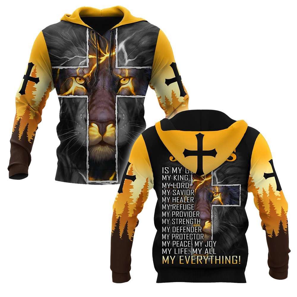 Faith in God And Lion Jesus Is My Savior God 3D Hoodie For Man And Women, Jesus Printed 3D Hoodie