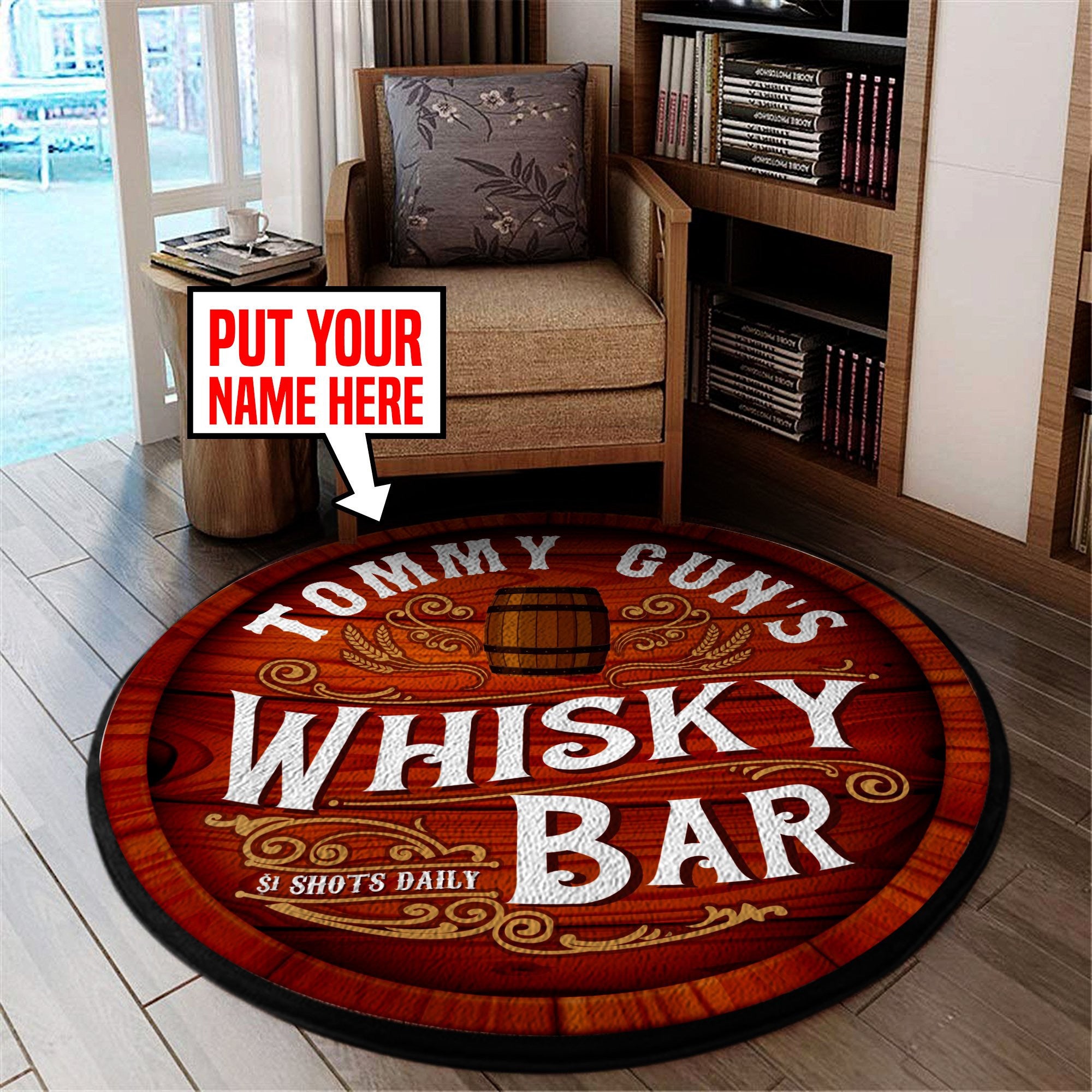 Personalized Whiskey Bar Round Mat Round Floor Mat Room Rugs Carpet Outdoor Rug Washable Rugs