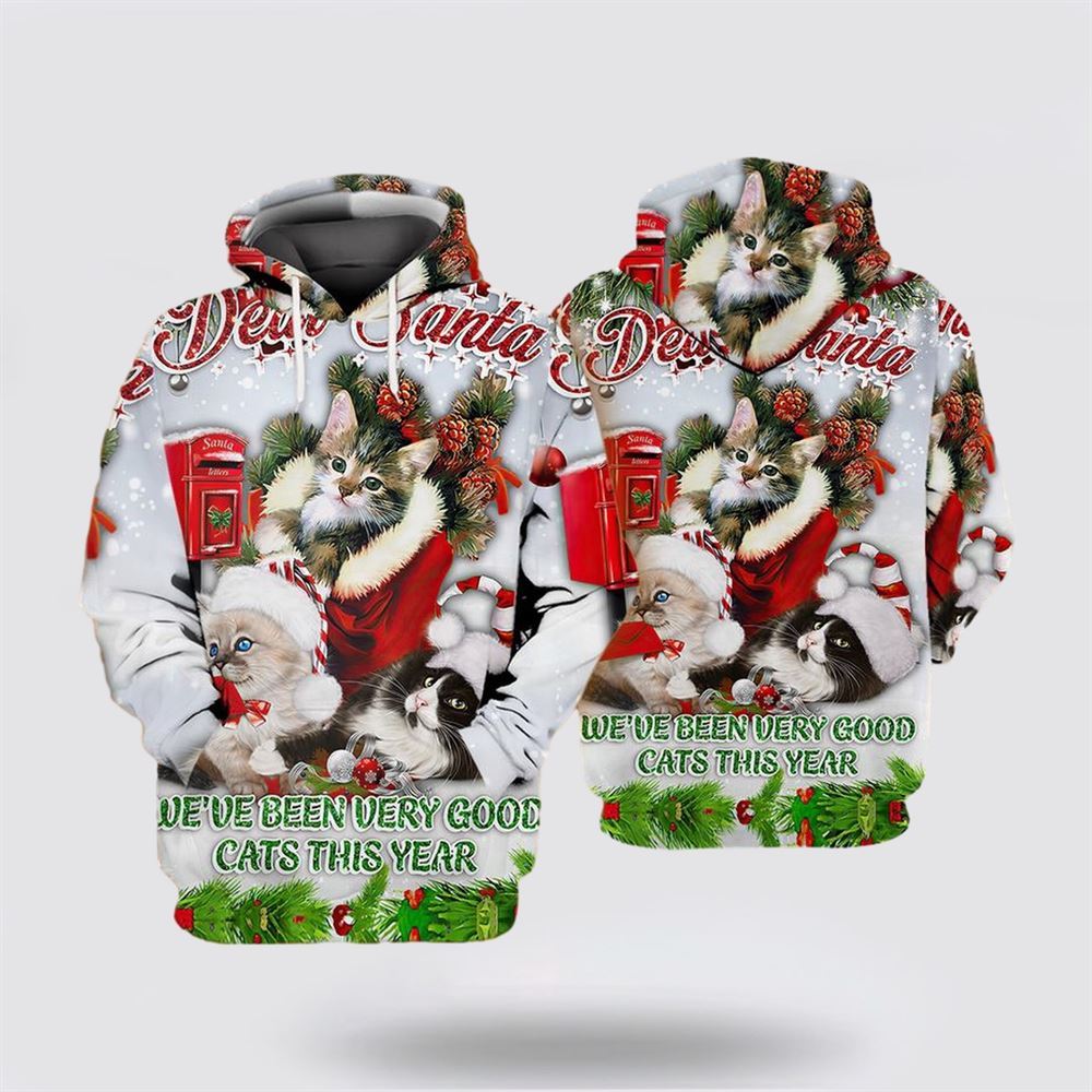 Cat Merry Christmas All Over Print 3D Hoodie For Men And Women, Christmas Cat Hoodie, Christmas Hoodie Cute, Christmas Fashion