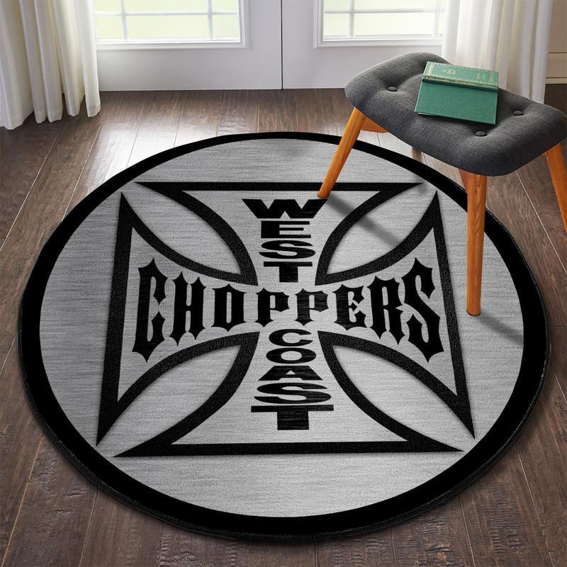 West Coast Choppers Iron Cross Round Mat Round Floor Mat Room Rugs Carpet Outdoor Rug Washable Rugs