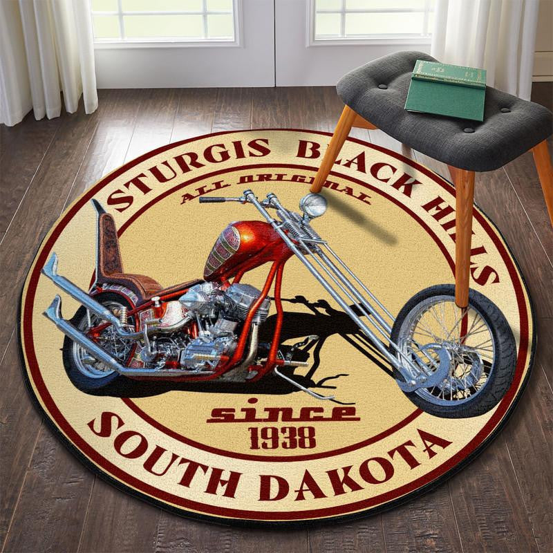 Sturgis South Dakota Chopper Round Mat Round Floor Mat Room Rugs Carpet Outdoor Rug Washable Rugs