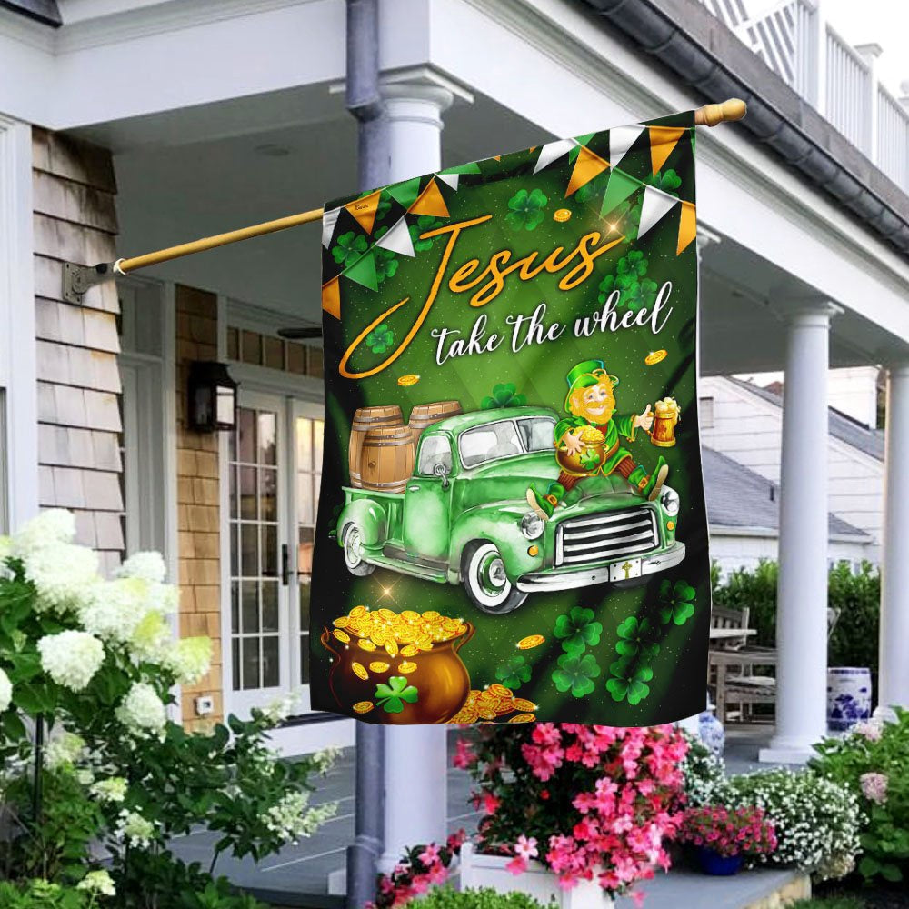 Christian Garden Flags, Jesus Take The Wheel Happy St Patrick Day Flag, Christian House Flags, Christian Cross Flag, Faith Flag