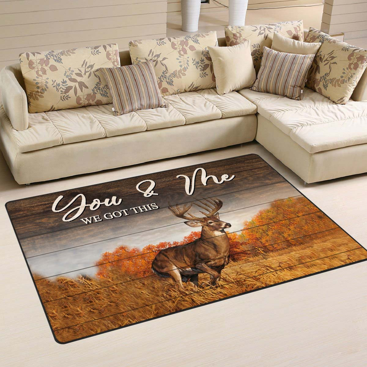 Deer You And Me We Got This Hunter Green Area Rug