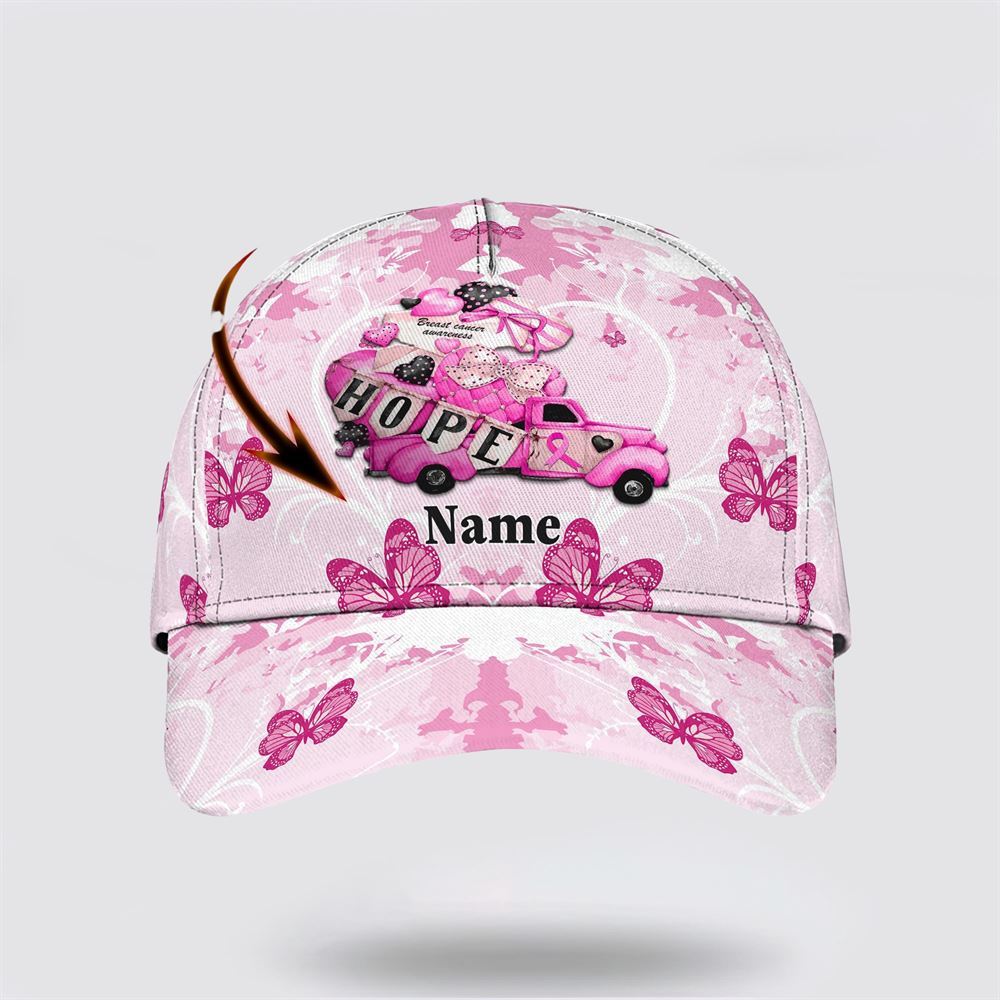 Customized Breast Cancer Awareness Butterfly Hope Art Baseball Cap, Gifts For Breast Cancer Patients, Breast Cancer Hat