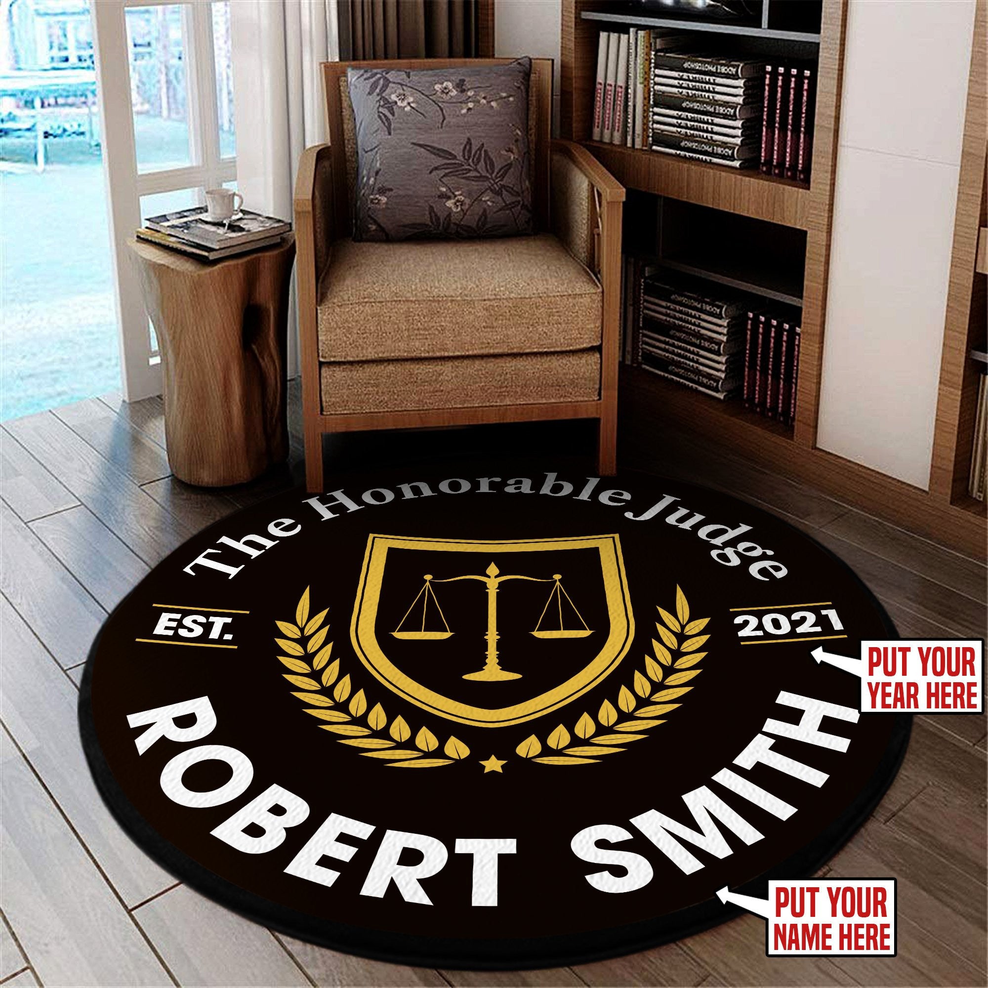 Personalized Judge Lawyer Round Mat Round Floor Mat Room Rugs Carpet Outdoor Rug Washable Rugs